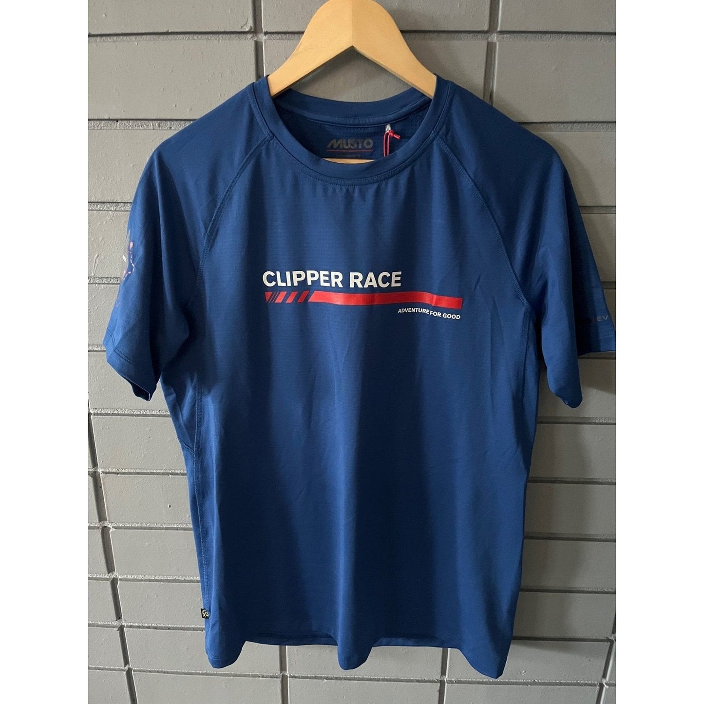 MUSTO MENS EVOLUTION SUNBLOCK SHORT SLEEVE TEE 2.0 CLIPPER ROUND THE WORLD SPECIAL VALLARTA BLUE MEDIUM