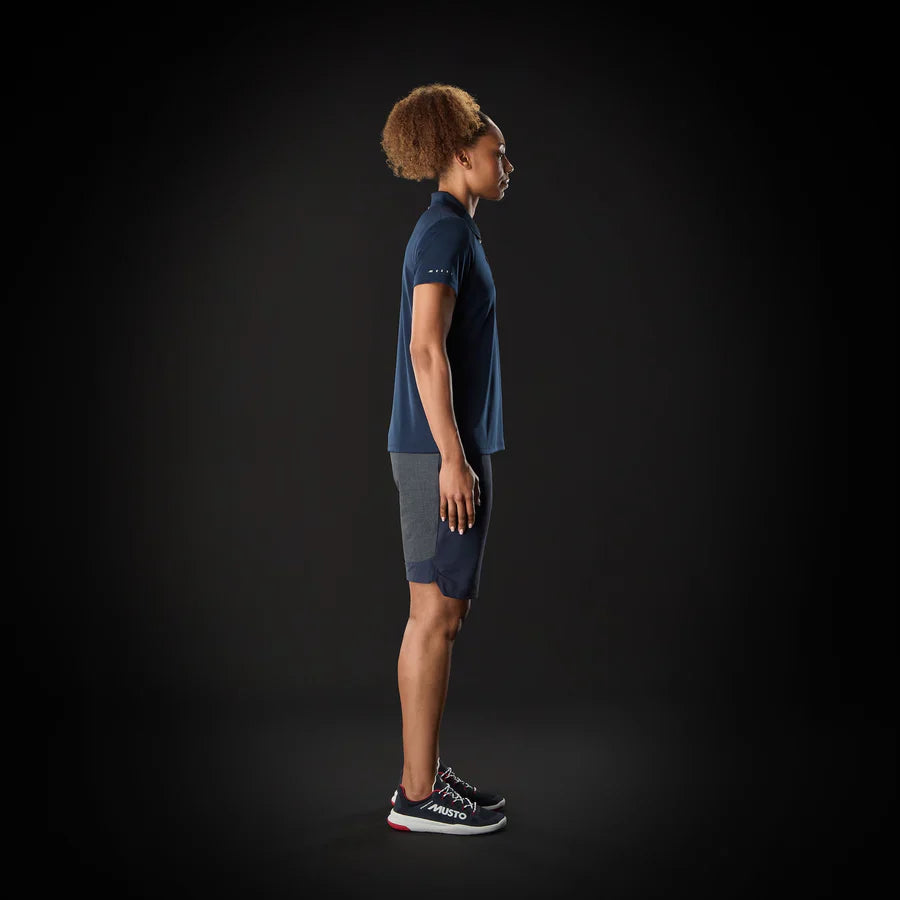 MUSTO WOMEN'S EVO CREW SUNBLOCK SHORT-SLEEVE POLO NAVY