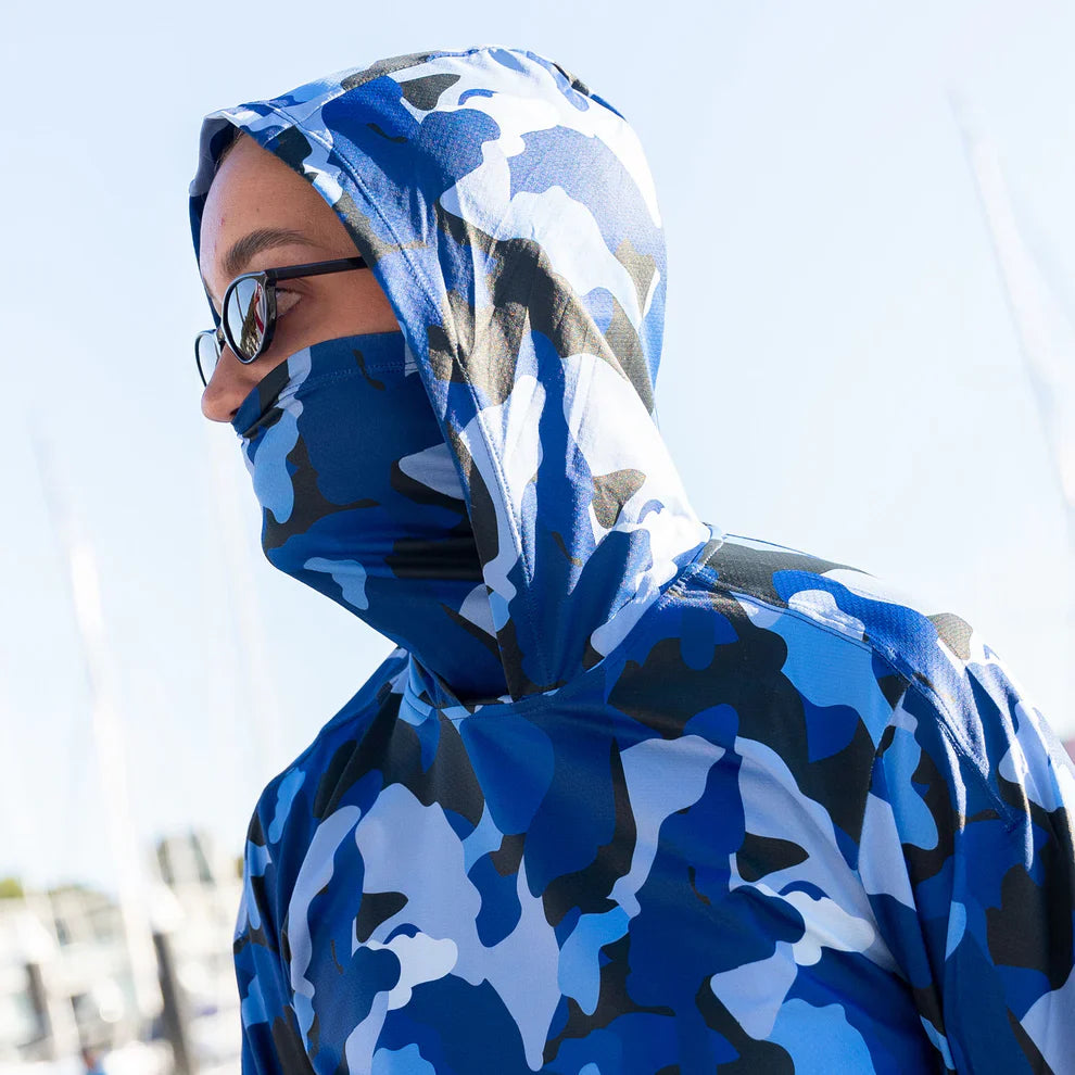 Burke Hooded Sun Shirt - Blue Camo