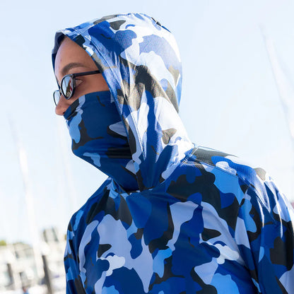 Burke Hooded Sun Shirt - Blue Camo