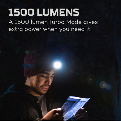 NEBO EINSTEIN 1500 Rechargeable 1500 Lumen Headlamp featuring Flex Fuel